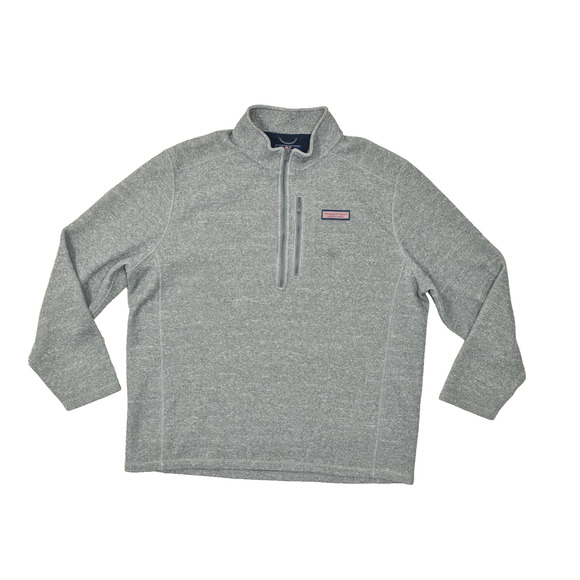 Vineyard Vines Men's XXL 1/4 Zip Pullover Gray Long Sleeve Sweater Polyester - Picture 1 of 8